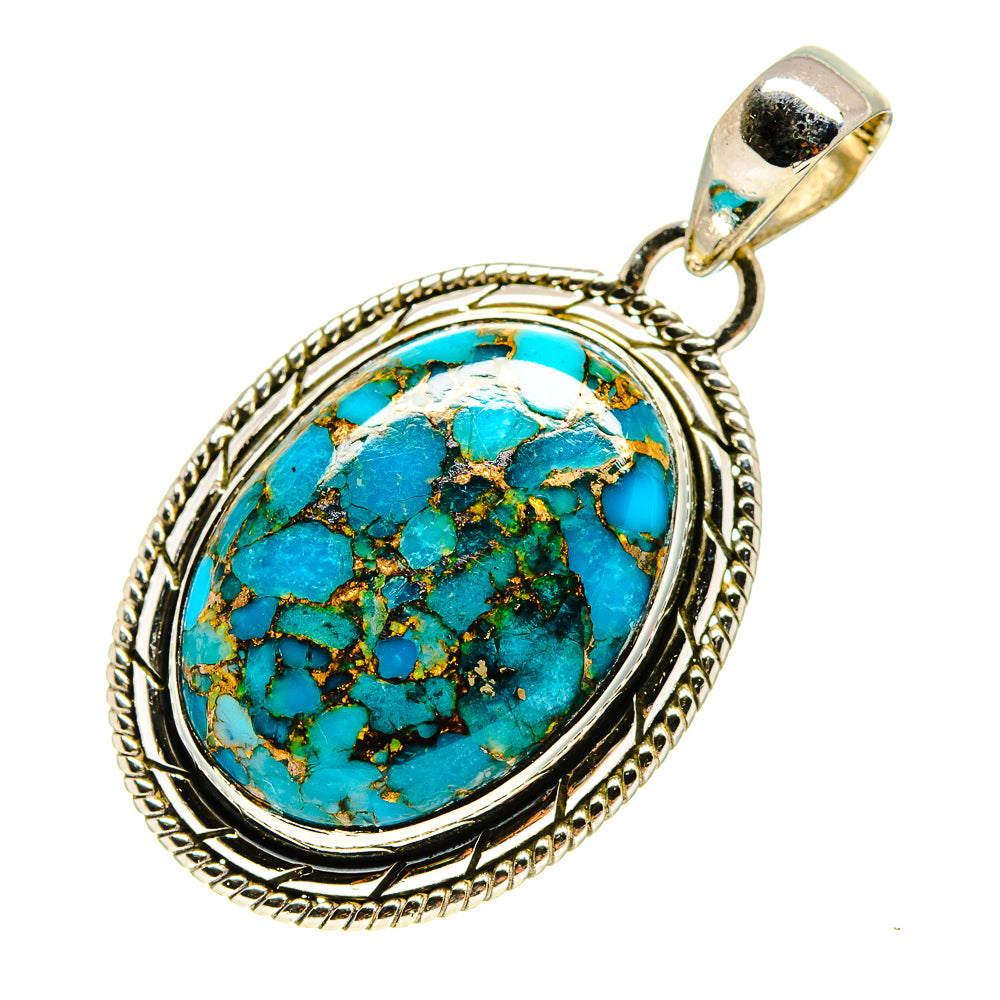 Blue Copper Composite Turquoise Pendants handcrafted by Ana Silver Co - PD755134