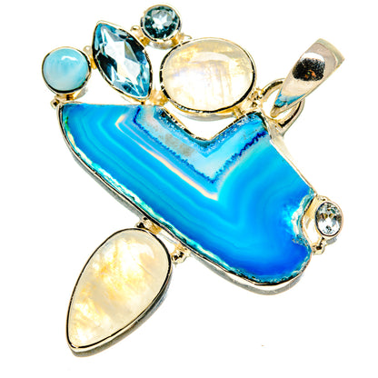 Blue Geode Slice Pendants handcrafted by Ana Silver Co - PD755267