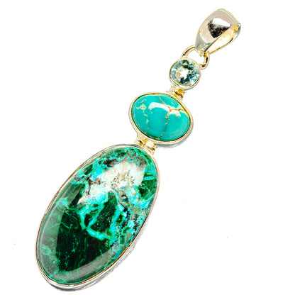 Malachite In Chrysocolla Pendants handcrafted by Ana Silver Co - PD7554