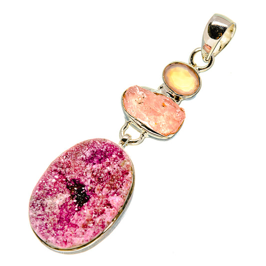 Cobalto Calcite Druzy Pendants handcrafted by Ana Silver Co - PD755429