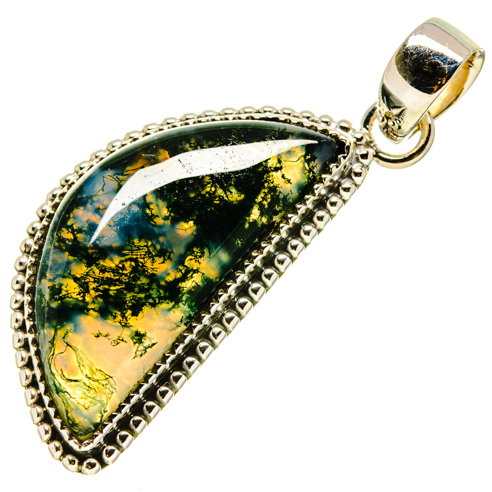 Green Moss Agate Pendants handcrafted by Ana Silver Co - PD755450