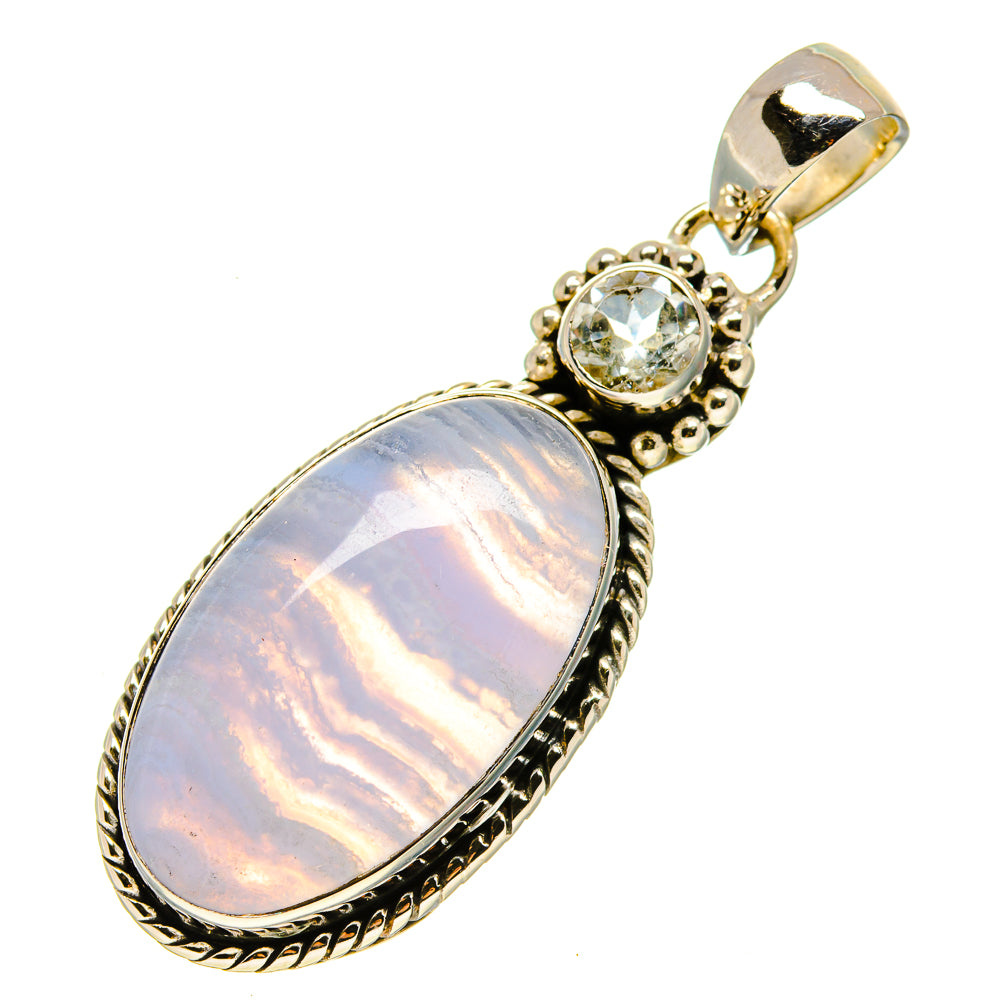 Blue Lace Agate Pendants handcrafted by Ana Silver Co - PD755788