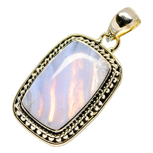 Blue Lace Agate Pendants handcrafted by Ana Silver Co - PD755981