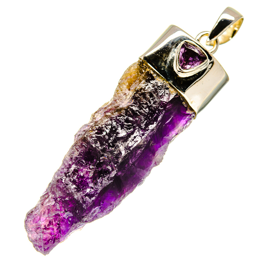 Amethyst stalactite pendant, 925 sterling silver, purple crystal point with bail