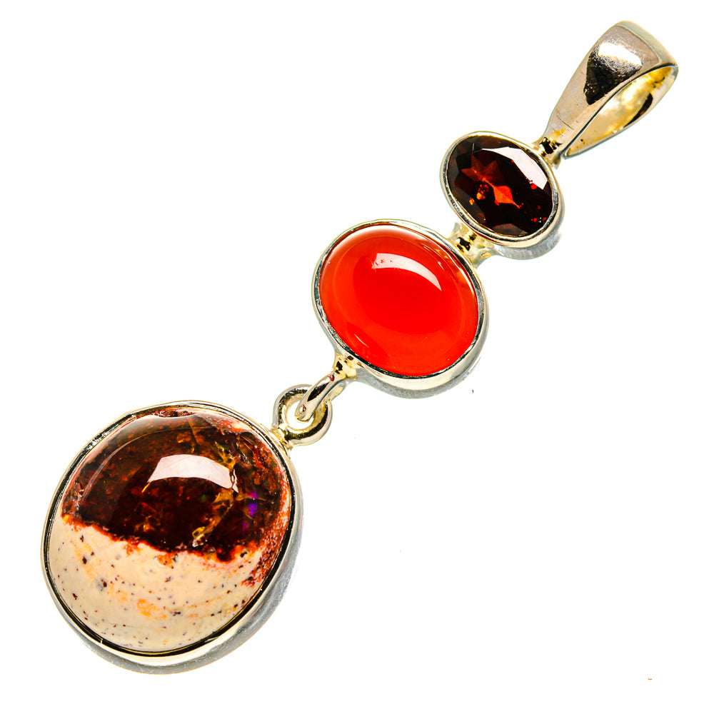 Mexican Fire Opal Pendants handcrafted by Ana Silver Co - PD756148