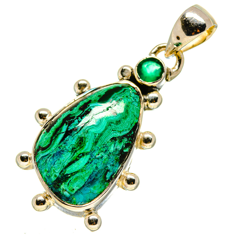 Green stone pendant with oval cabochon, sterling silver bezel and loop bail