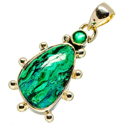 Green stone pendant with oval cabochon, sterling silver bezel and loop bail
