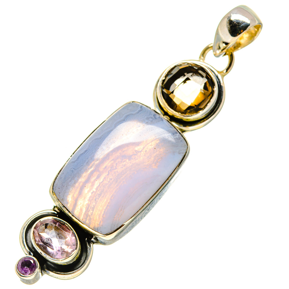 Blue Lace Agate Pendants handcrafted by Ana Silver Co - PD756286