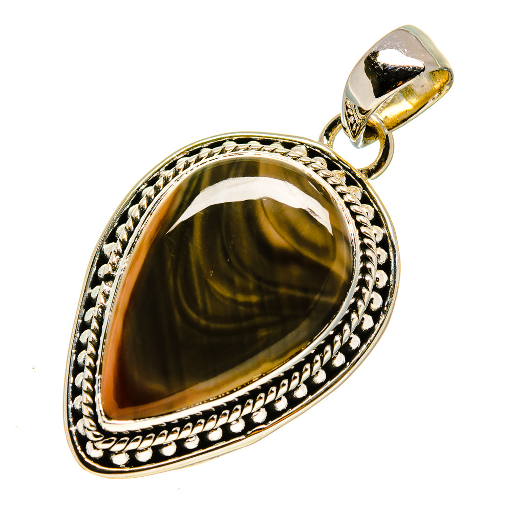 925 sterling silver jasper pendant with dark olive teardrop stone, bail, rope edge.