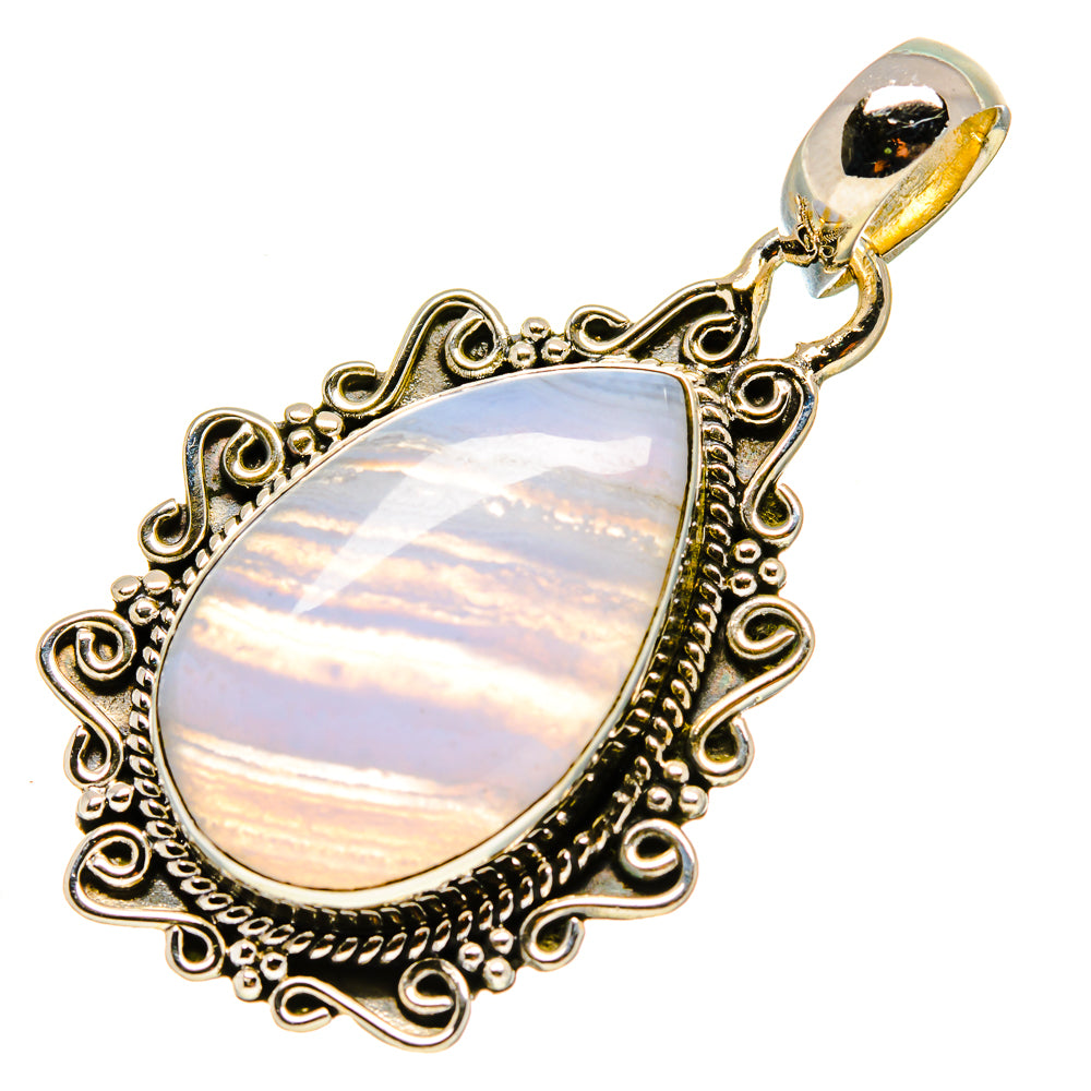 Blue Lace Agate Pendants handcrafted by Ana Silver Co - PD756372