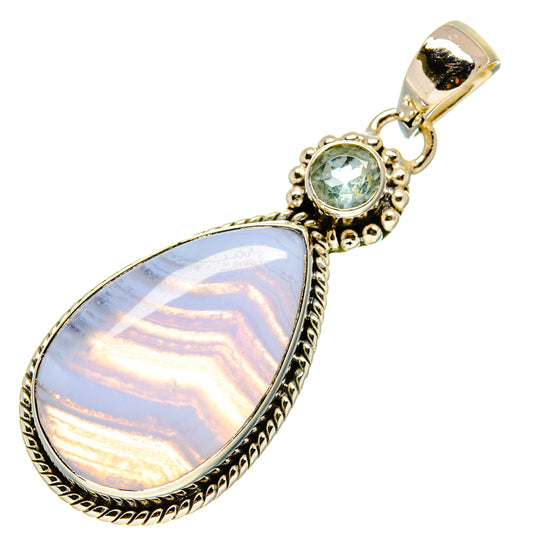 Blue Lace Agate Pendants handcrafted by Ana Silver Co - PD756392