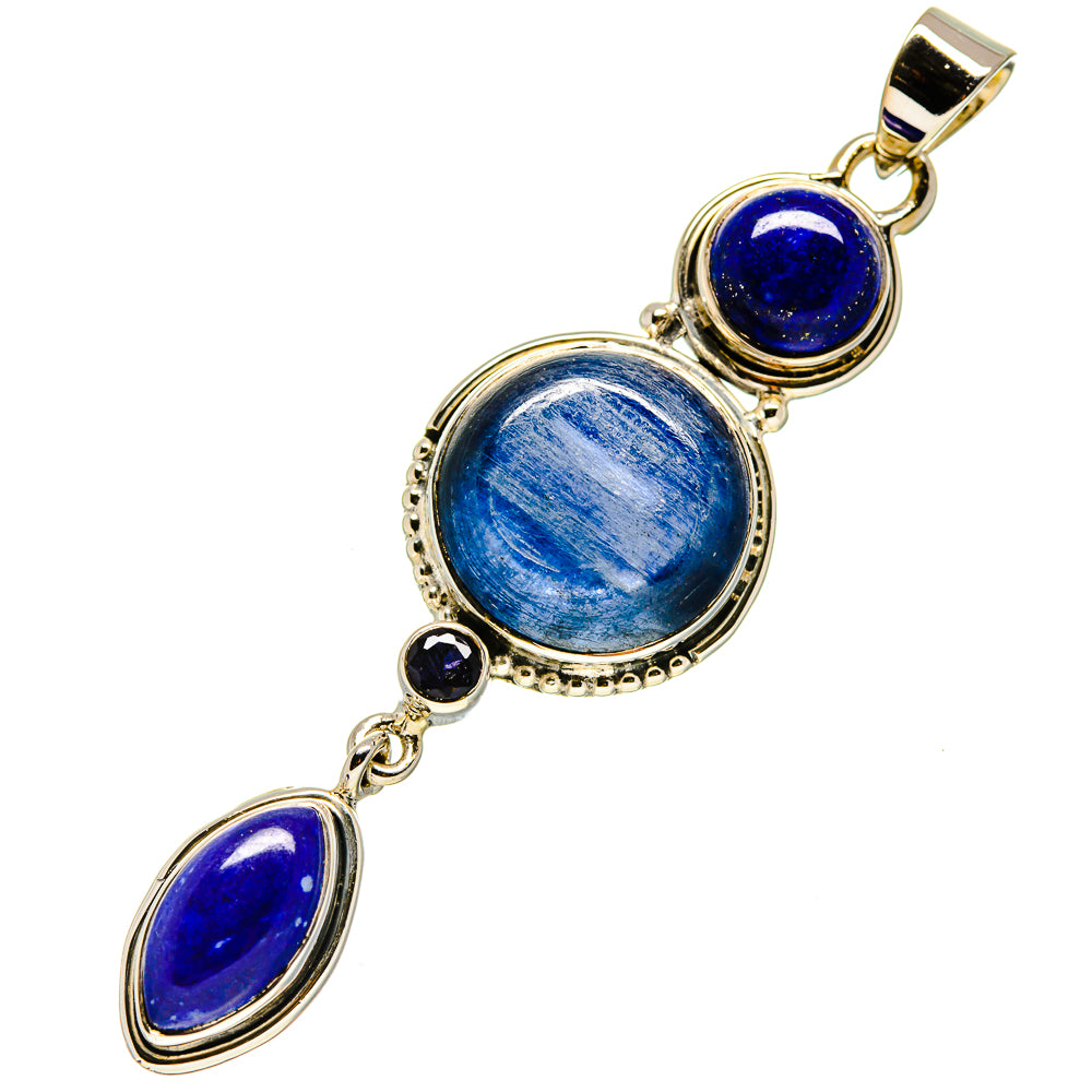 Sterling silver lapis lazuli pendant with large oval centerpiece and two oval stones