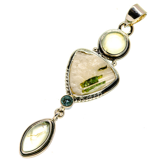 Green Tourmaline In Quartz Pendants handcrafted by Ana Silver Co - PD756447