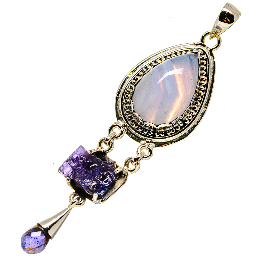 Blue Lace Agate Pendants handcrafted by Ana Silver Co - PD756449