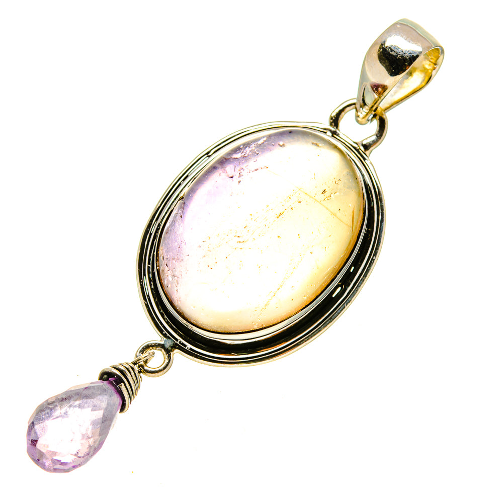 Sterling silver pendant with oval ametrine/amethyst stone and purple drop accent