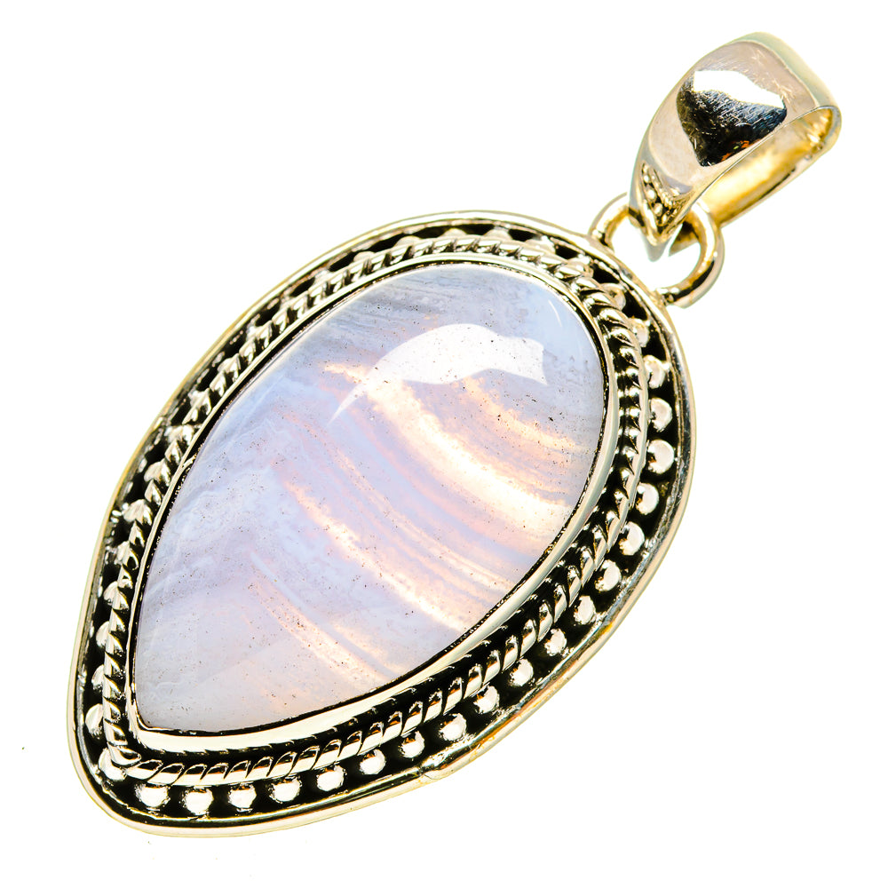 Blue Lace Agate Pendants handcrafted by Ana Silver Co - PD756511