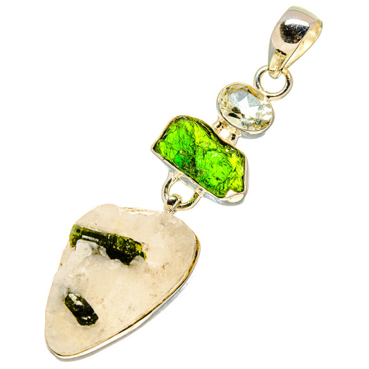 Green Tourmaline In Quartz Pendants handcrafted by Ana Silver Co - PD756537