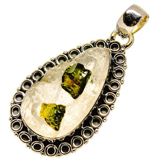 Green Tourmaline In Quartz Pendants handcrafted by Ana Silver Co - PD756544