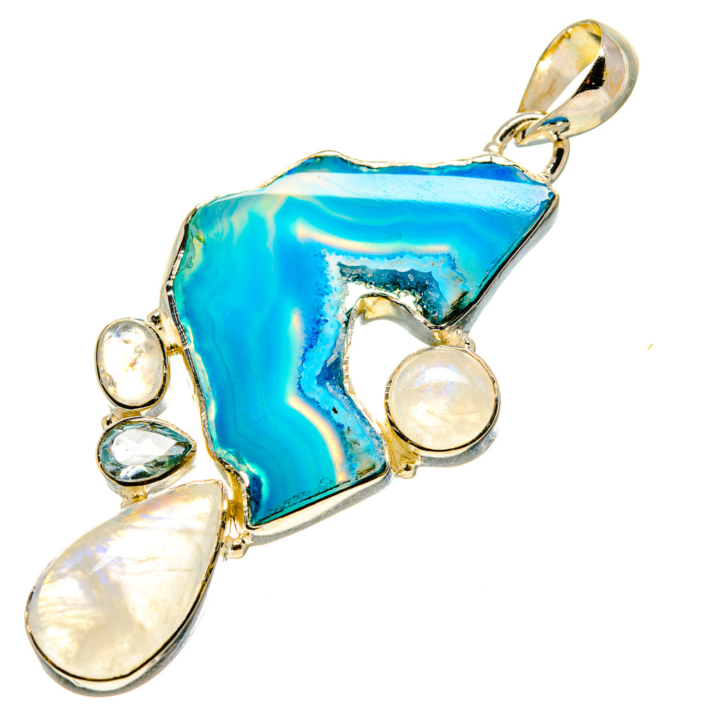 Blue Geode Slice Pendants handcrafted by Ana Silver Co - PD756570