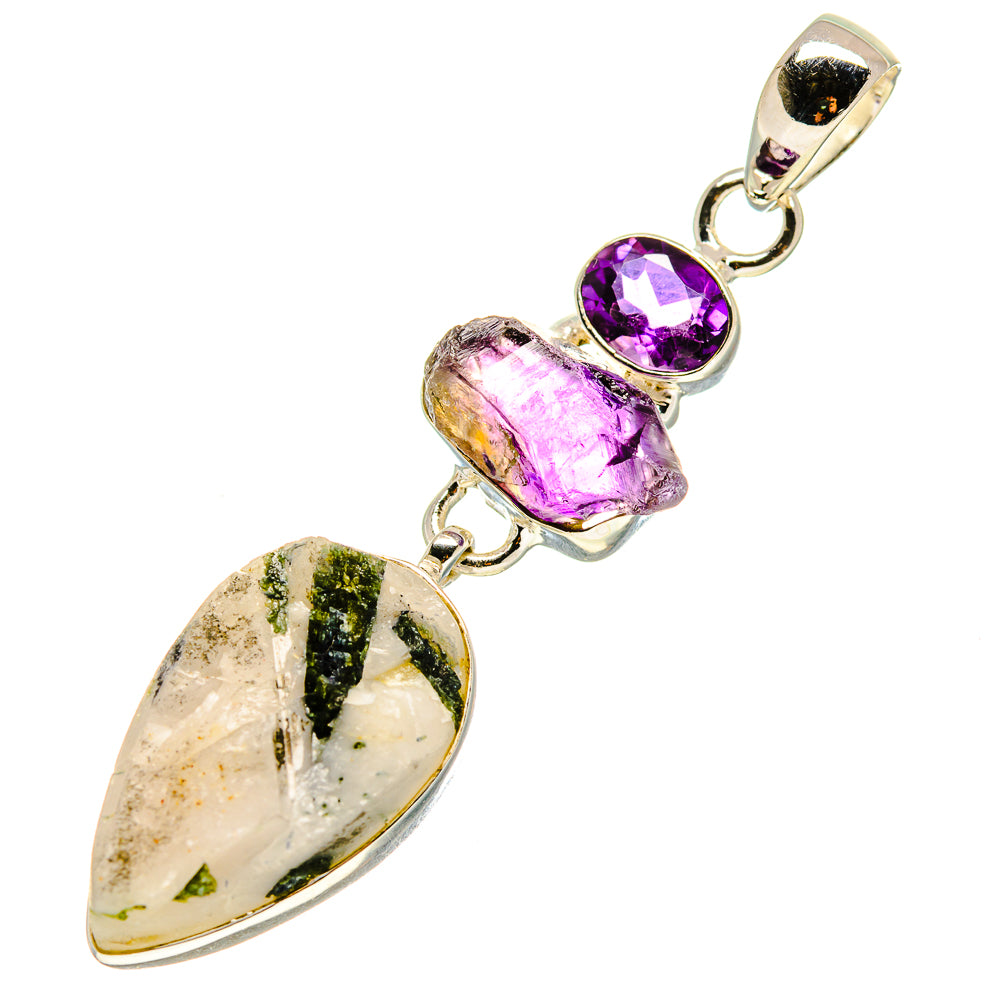 Green Tourmaline In Quartz Pendants handcrafted by Ana Silver Co - PD756573