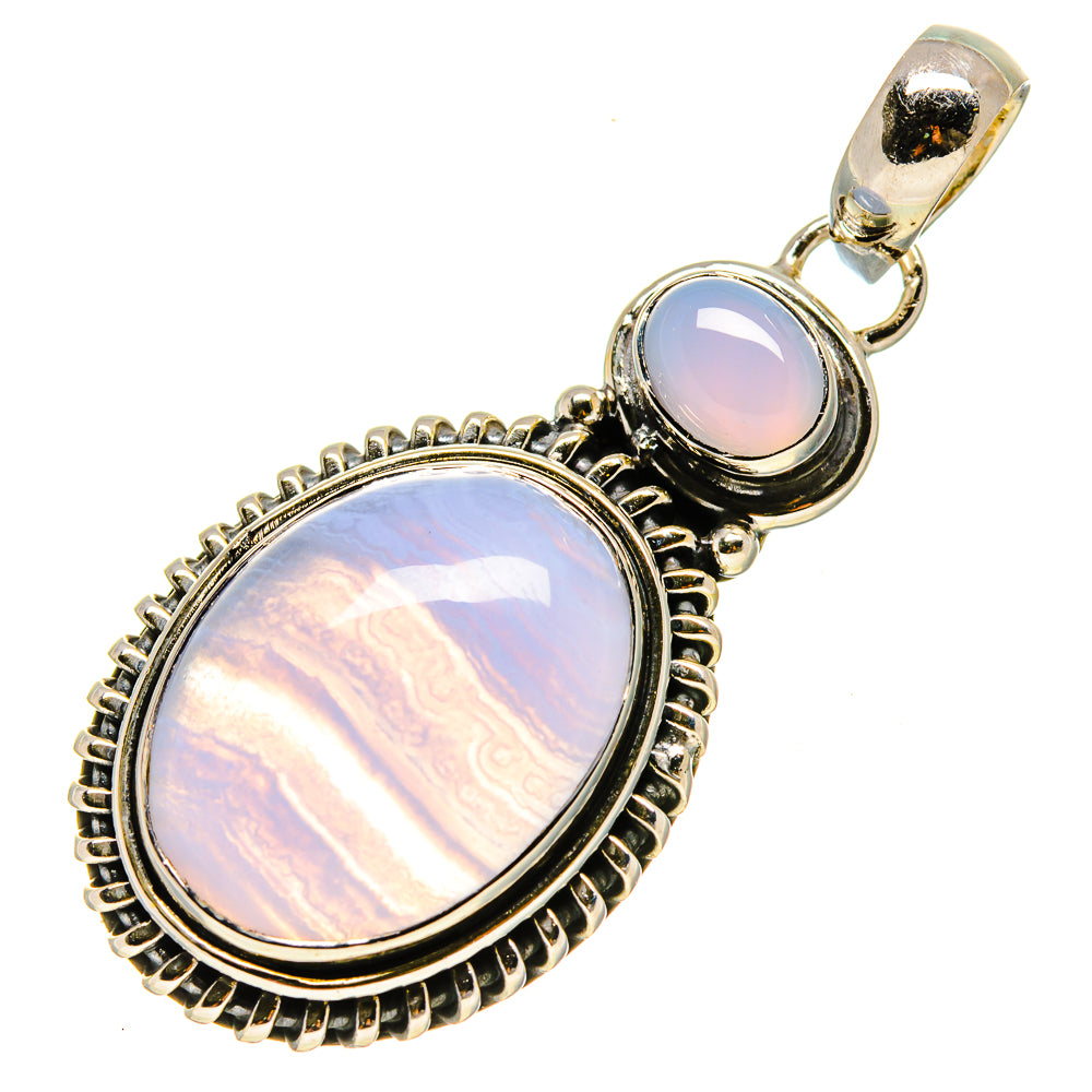 Blue Lace Agate Pendants handcrafted by Ana Silver Co - PD756580