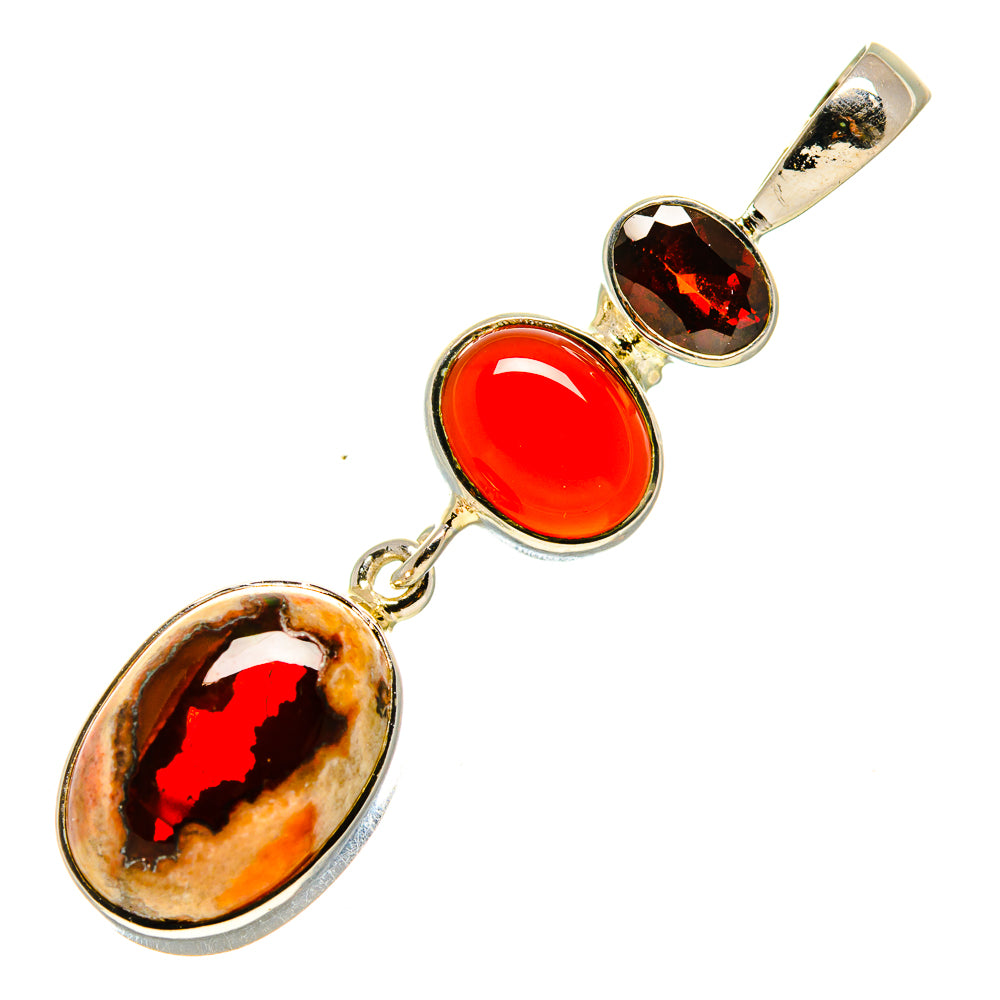 Mexican Fire Opal Pendants handcrafted by Ana Silver Co - PD756634