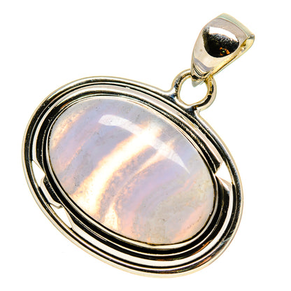 Sterling silver oval pendant with blue lace agate cabochon and attached bail