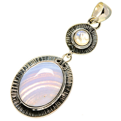 Oval opal-like moonstone pendant, textured silver bezel with loop bail, sterling silver