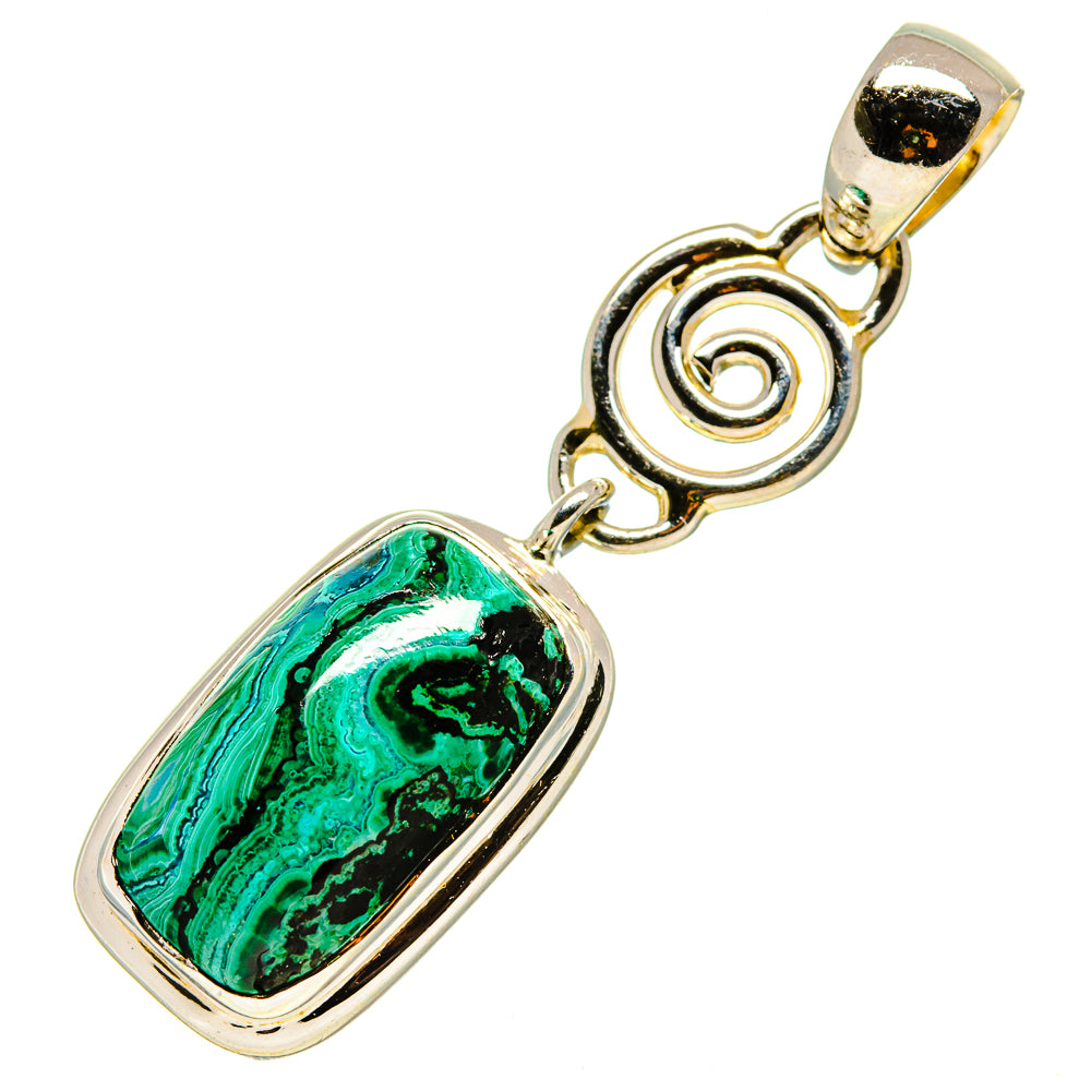 Malachite In Chrysocolla Pendants handcrafted by Ana Silver Co - PD756751
