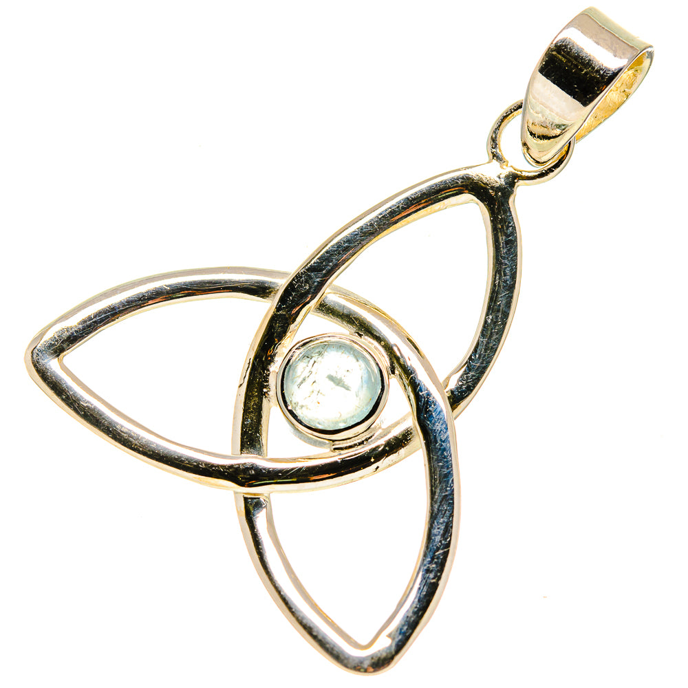 Aquamarine gemstone pendant in 925 sterling silver, stylized leaf and teardrop frame