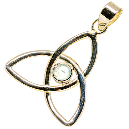 Aquamarine gemstone pendant in 925 sterling silver, stylized leaf and teardrop frame