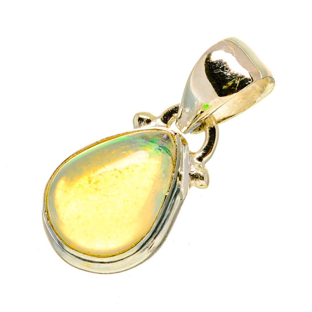 Sterling silver opal pendant with elongated teardrop Ethiopian opal and gold-toned bail