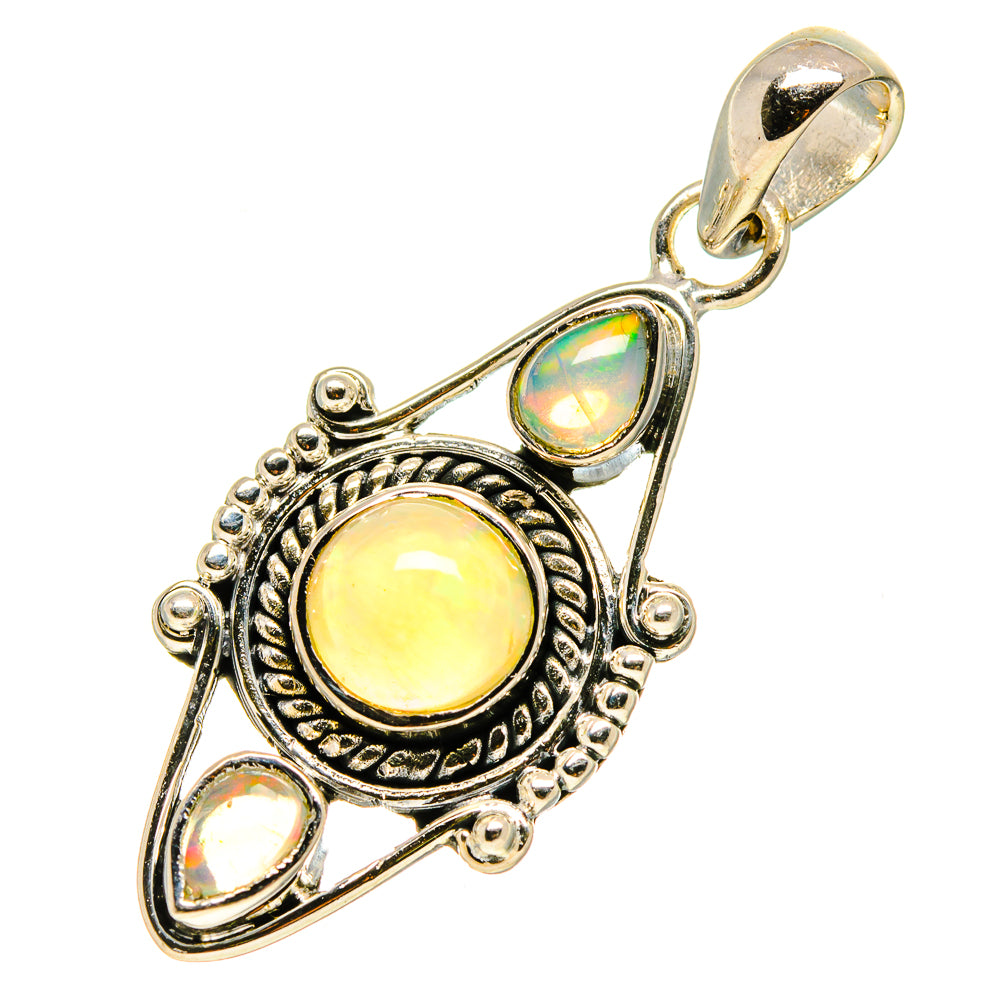 925 sterling silver opal pendant with round and two oval opal stones, loop bail