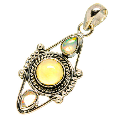 925 sterling silver opal pendant with round and two oval opal stones, loop bail