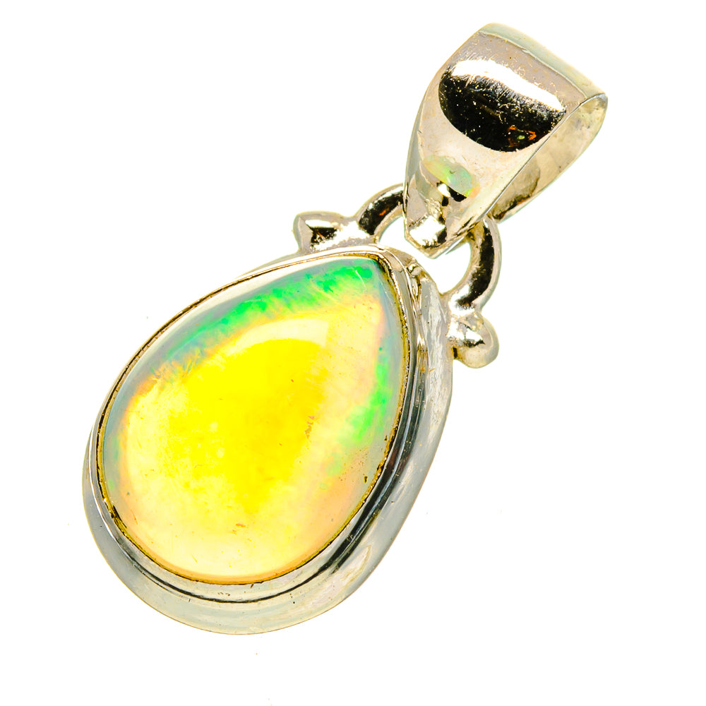 Sterling silver opal pendant with teardrop cabochon and polished bail