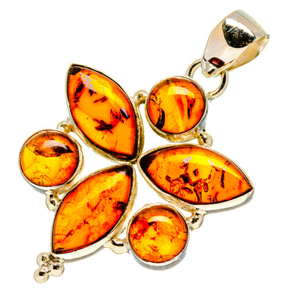 Amber pendant full view: seven teardrop amber stones with 925 silver bail at top