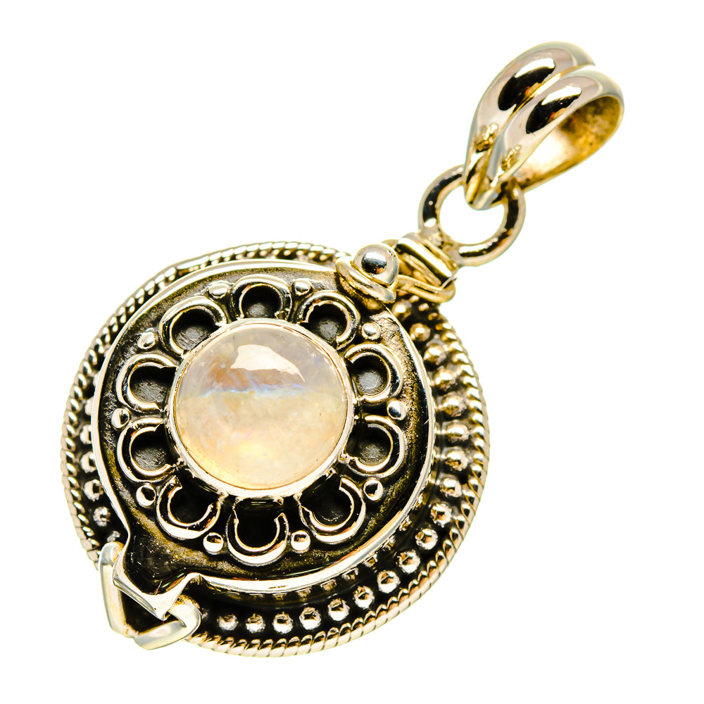 925 sterling silver moonstone pendant with round bezel, decorative edge, and bail
