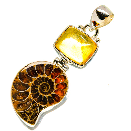 Ammonite Fossil Pendants handcrafted by Ana Silver Co - PD757001