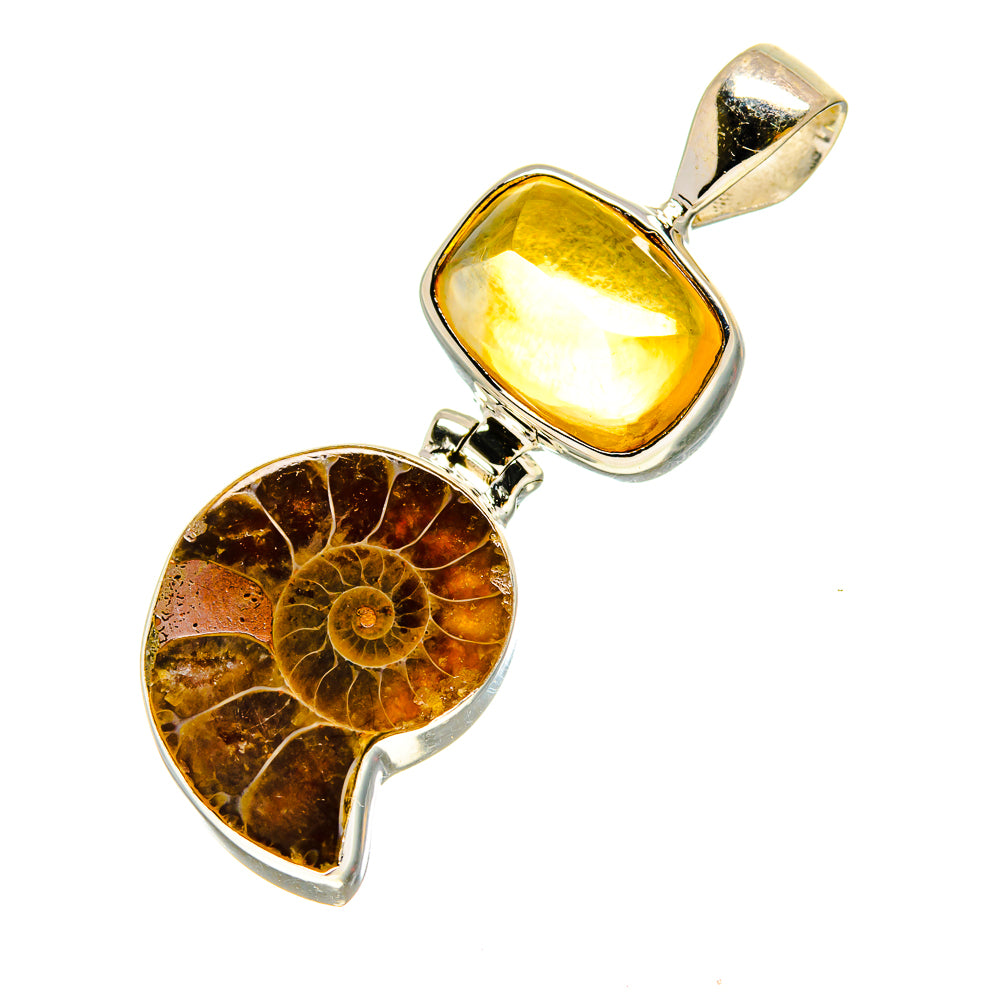 Ammonite Fossil Pendants handcrafted by Ana Silver Co - PD757002