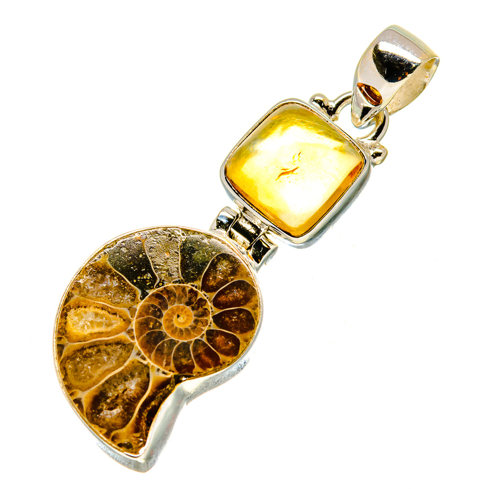 Ammonite Fossil Pendants handcrafted by Ana Silver Co - PD757120