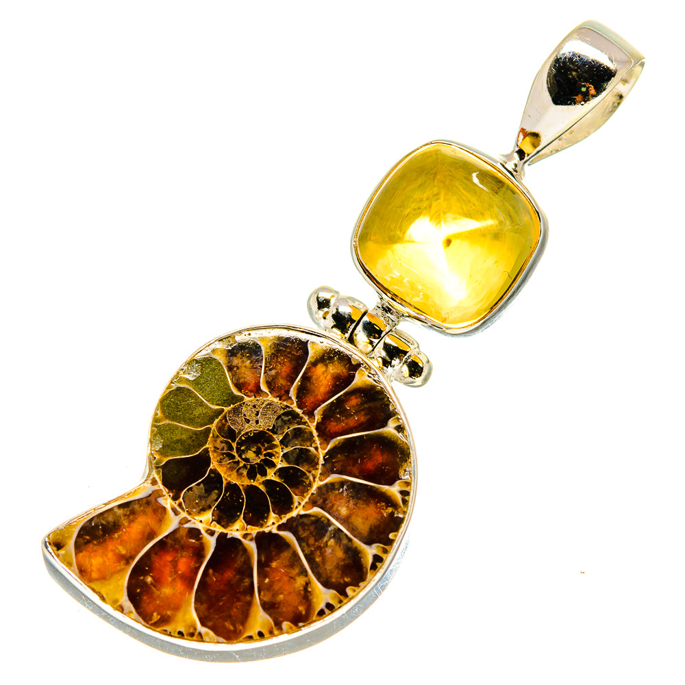 Ammonite Fossil, Citrine Pendants handcrafted by Ana Silver Co - PD757137