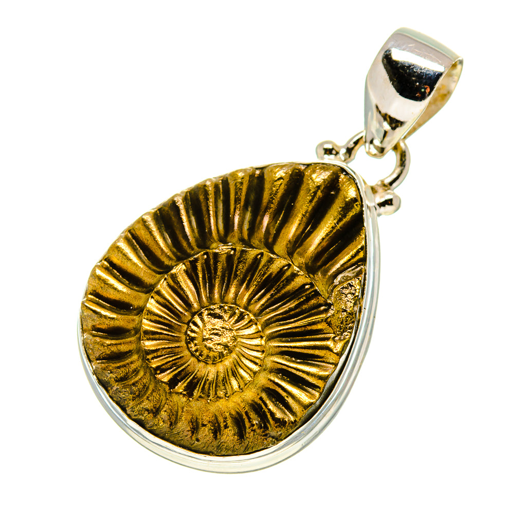 Pyrite Ammonite Pendants handcrafted by Ana Silver Co - PD757373