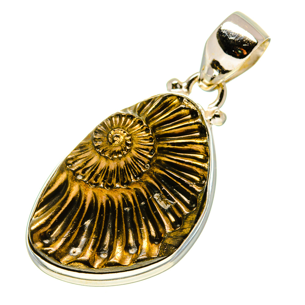 Pyrite Ammonite Pendants handcrafted by Ana Silver Co - PD757489
