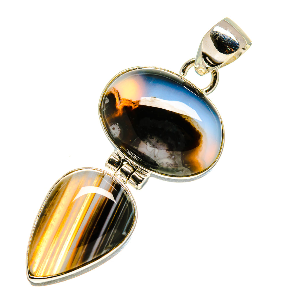 Black Botswana Agate Pendants handcrafted by Ana Silver Co - PD757582