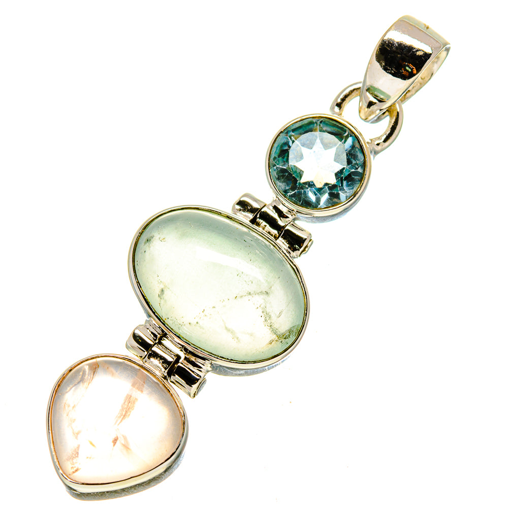 Prehnite, Rose Quartz, Blue Topaz Pendants handcrafted by Ana Silver Co - PD757680