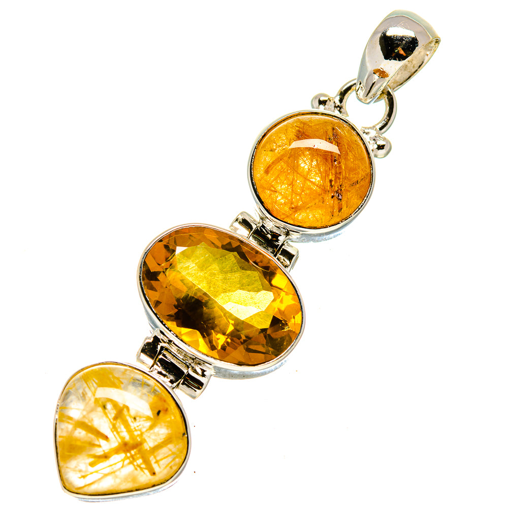 Rutilated Quartz, Mandarin Citrine Pendants handcrafted by Ana Silver Co - PD757681