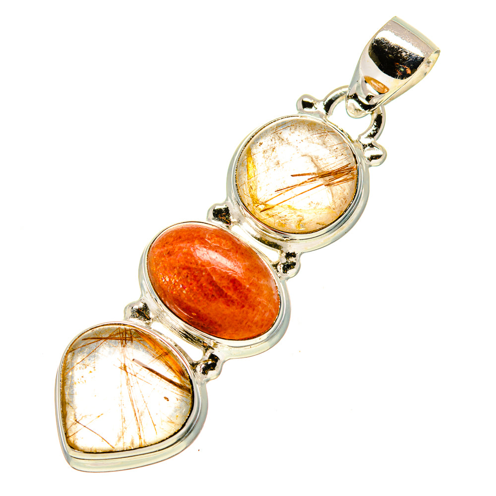Sunstone, Rutilated Quartz Pendants handcrafted by Ana Silver Co - PD757683