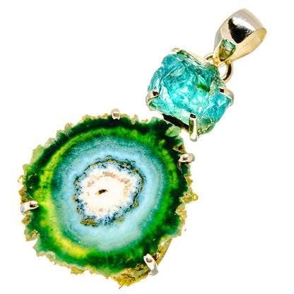 Green Solar Quartz, Blue Fluorite Pendants handcrafted by Ana Silver Co - PD757685