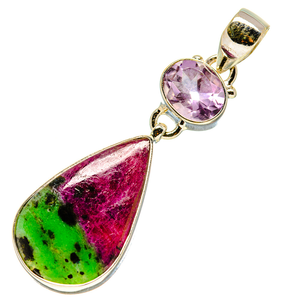 Ruby Zoisite, Amethyst Pendants handcrafted by Ana Silver Co - PD757688