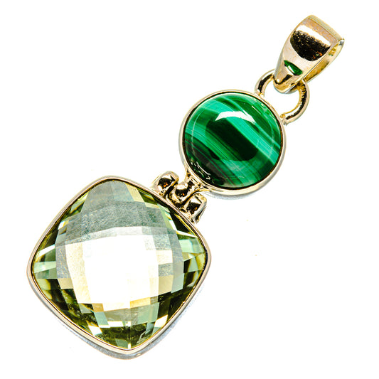 Green Amethyst, Malachite Pendants handcrafted by Ana Silver Co - PD757700